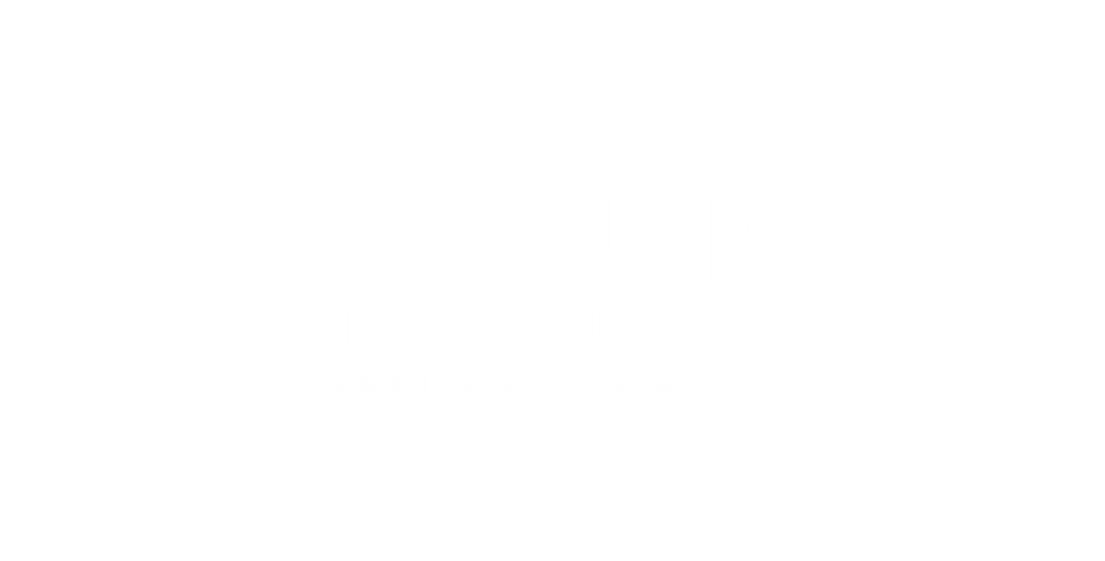 Solutions Travel Powered by -Spotnana White version on transparent background